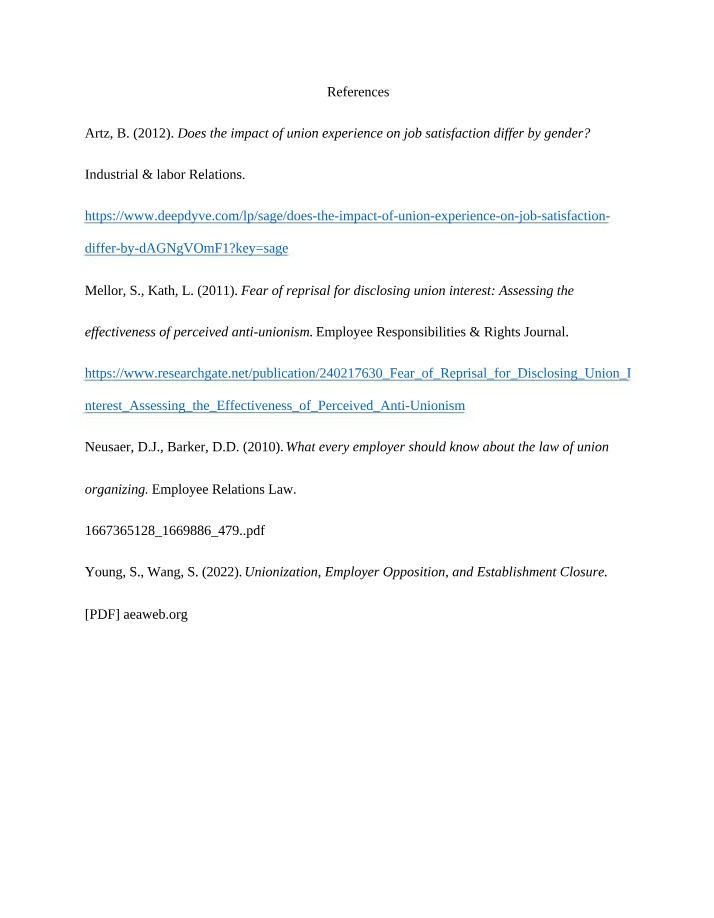 Impact of Union Experience on Job Satisfaction