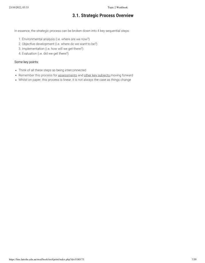 Strategic Process Workbook - Environmental Analysis, Objectives, and Appeals