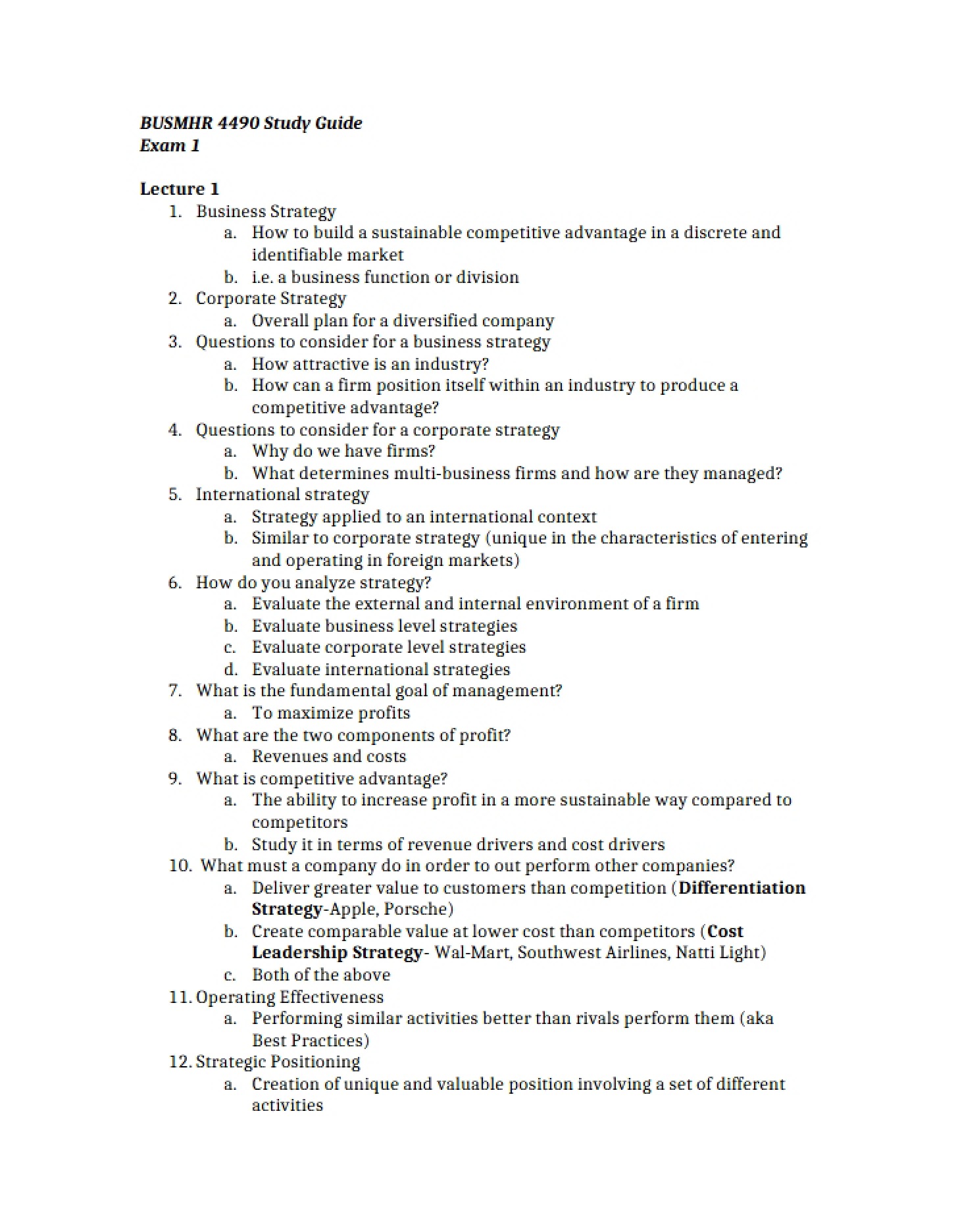 Marketing Study Guide