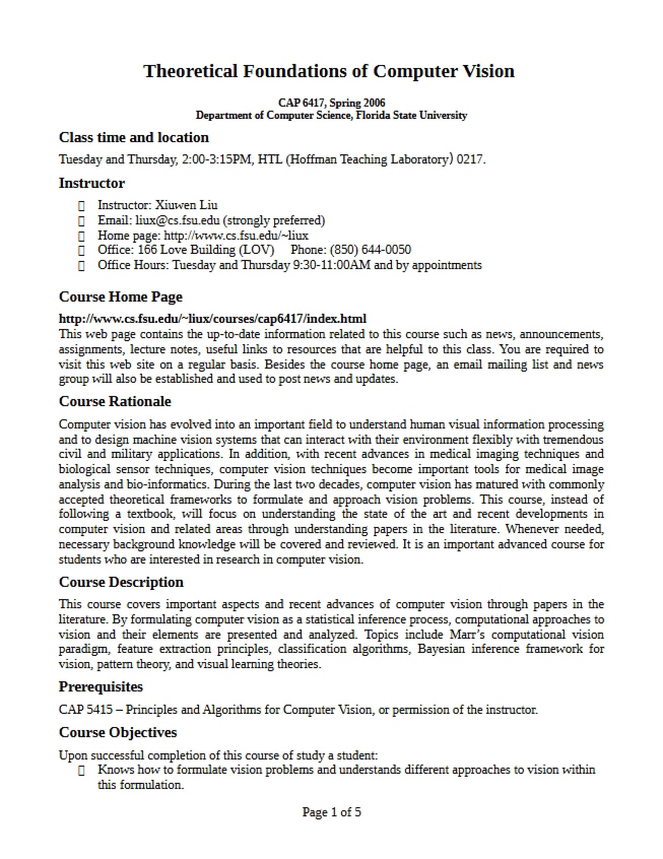 Course Syllabus