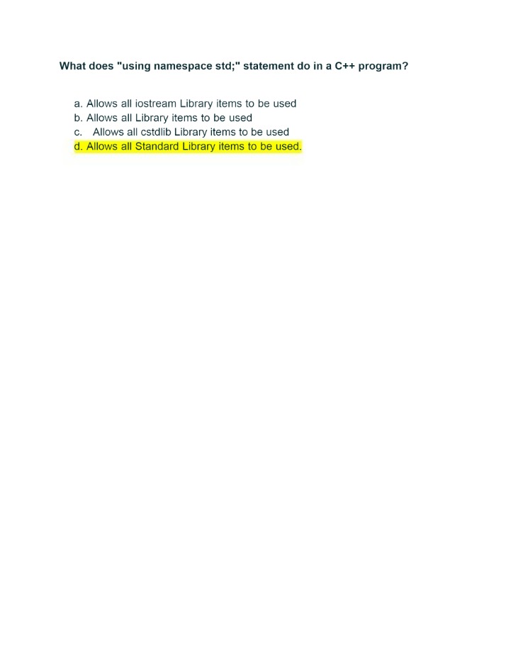 The C++ 'using namespace std;' Statement