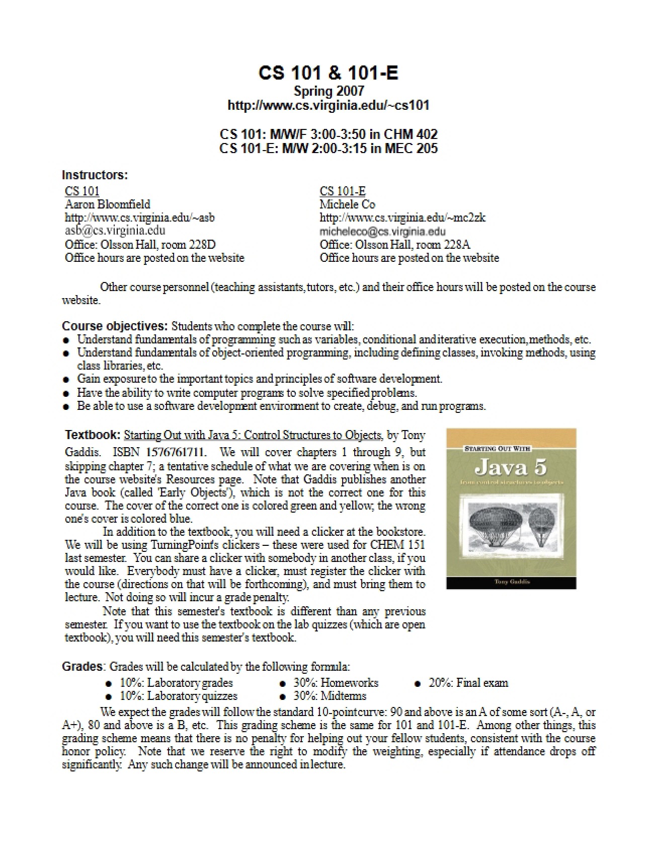 Syllabus and Schedule