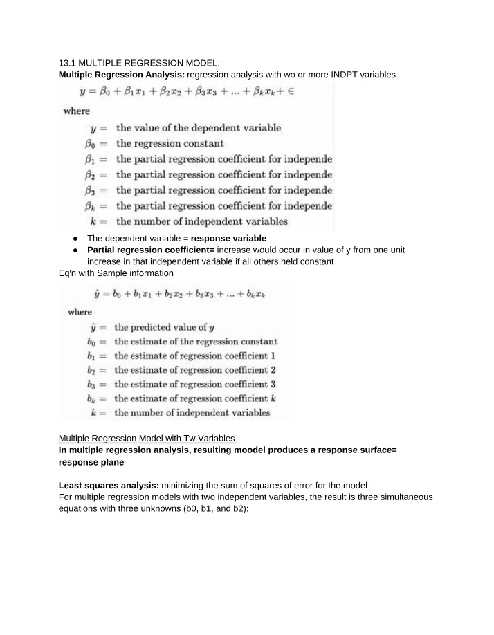 STATS2035 - Chapter 13 Notes