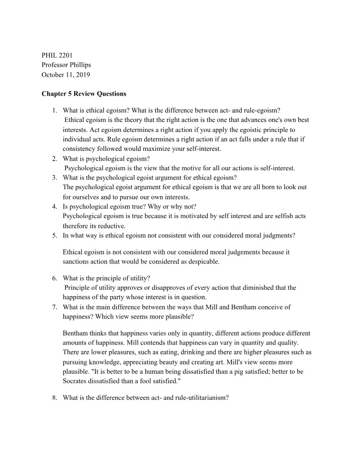 Ethical Egoism and Psychological Egoism