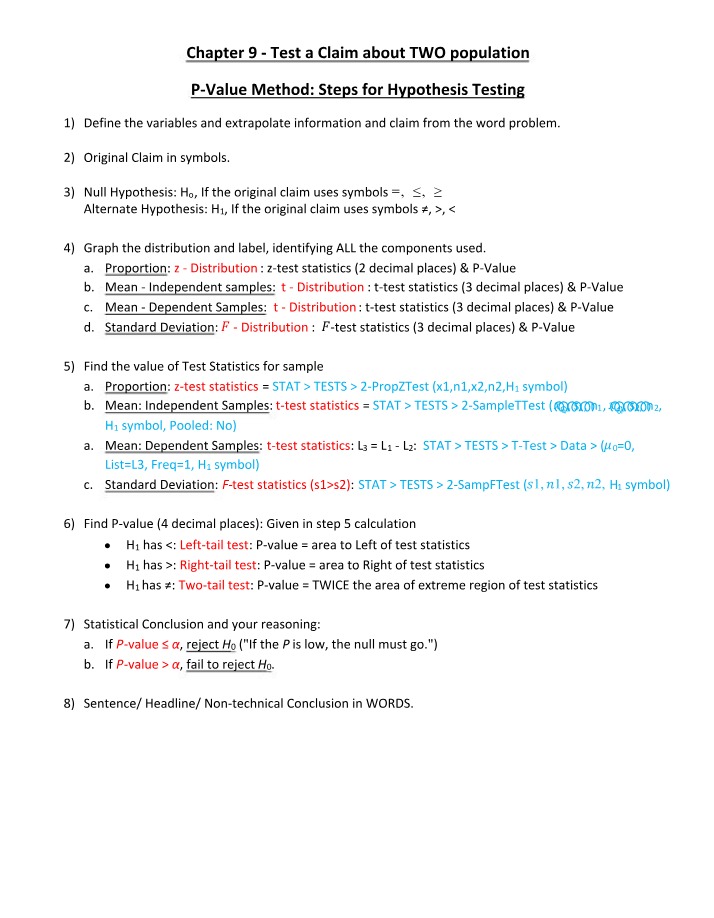 Review Sheet for Chapter 9