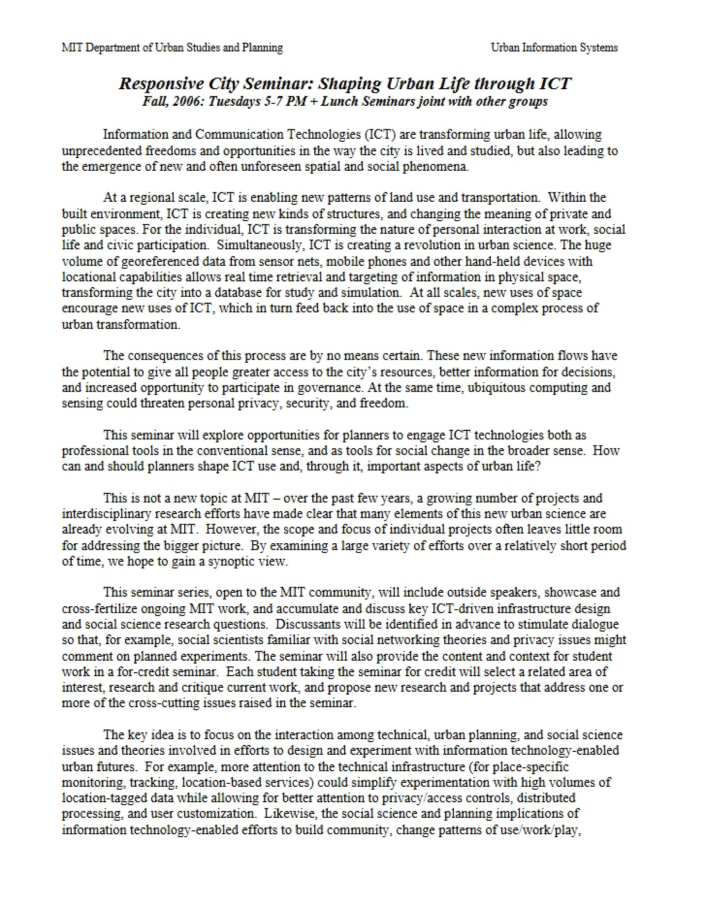 ICT and the Shaping of Urban Life