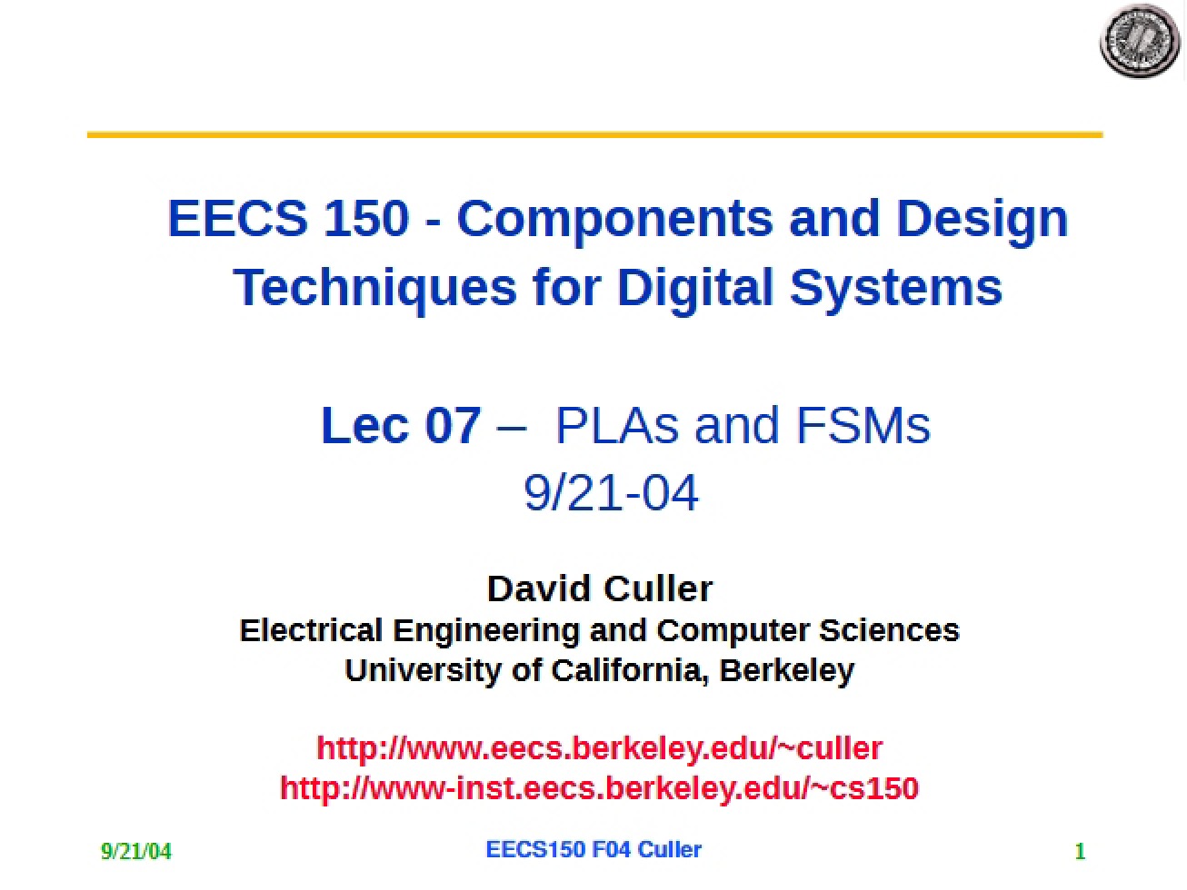 FSMs and PLAs