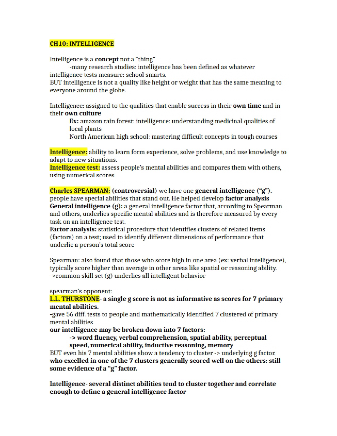 General Psychology Chapter Ten Summary