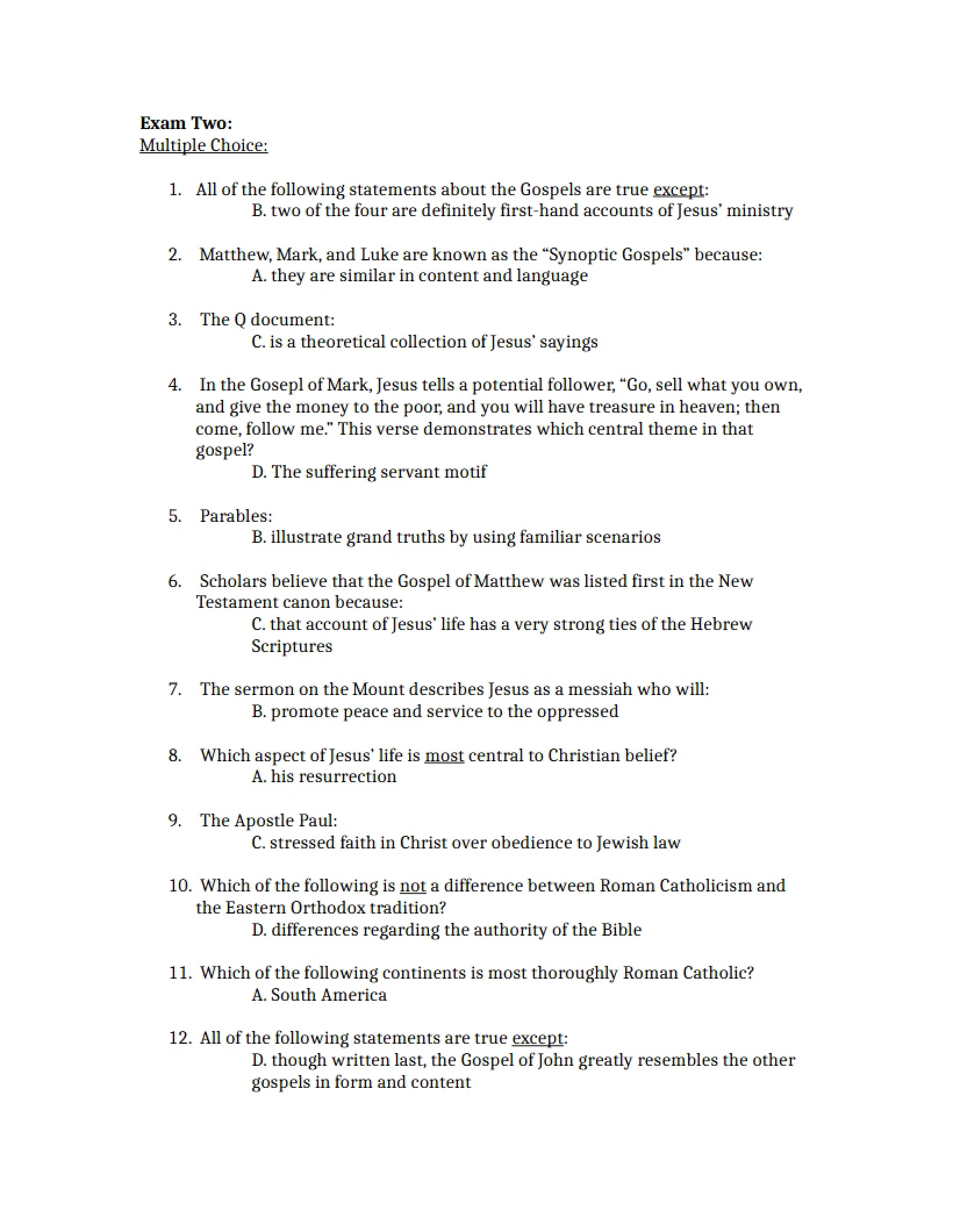 Exam Two