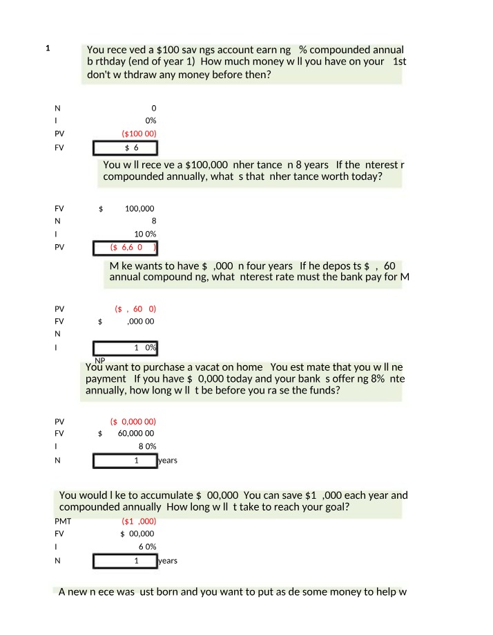 Example Questions - TMV and Bonds