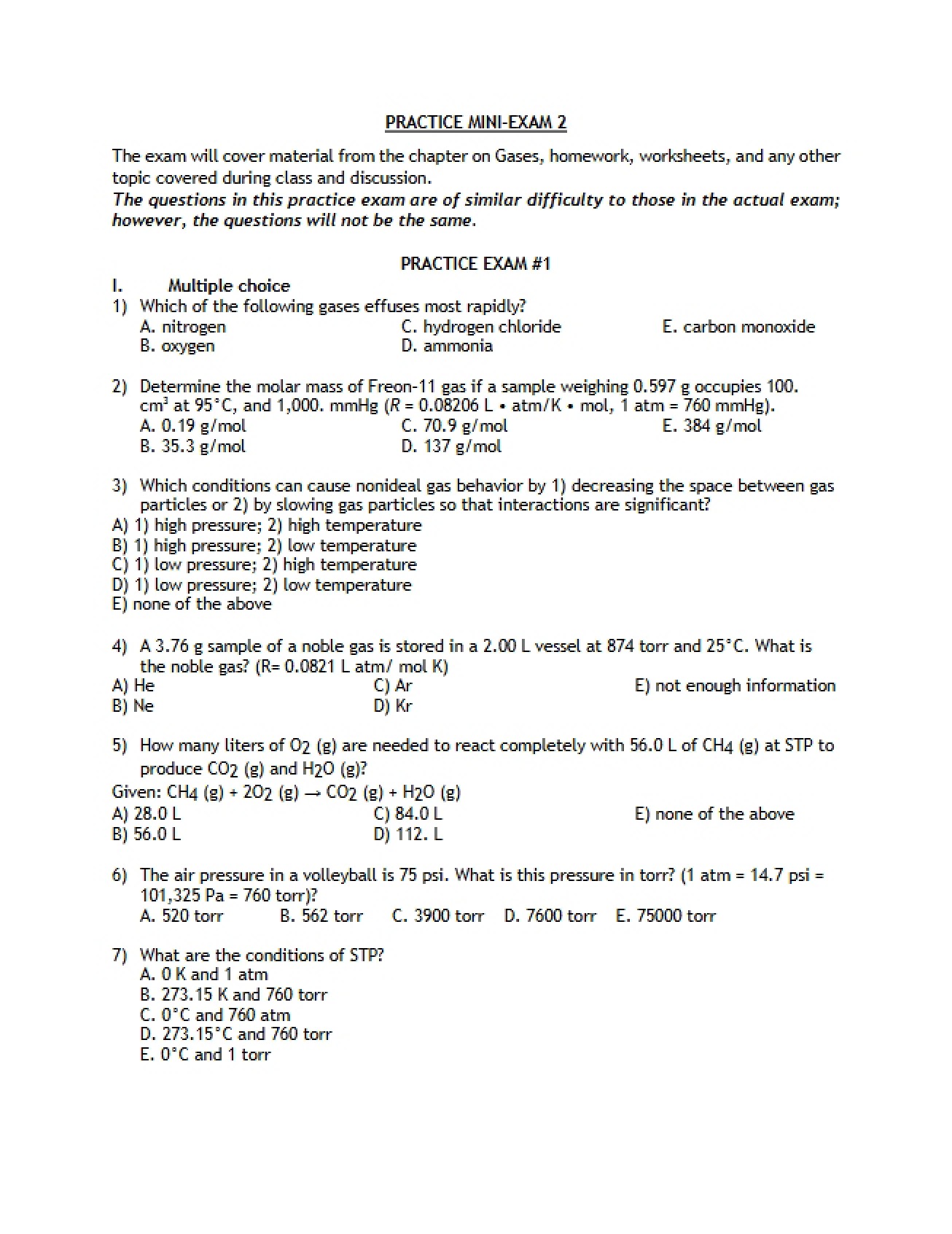 Practice Mini Exam 2, Fall 2023