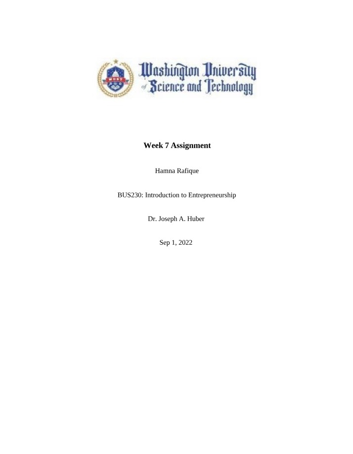 Assignment for Week 7