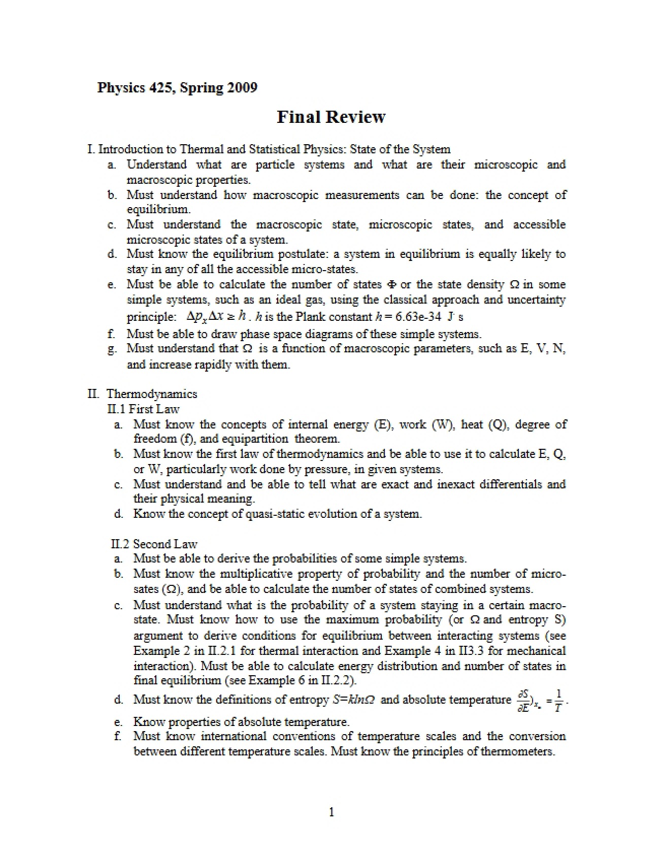 Review for Final Exam