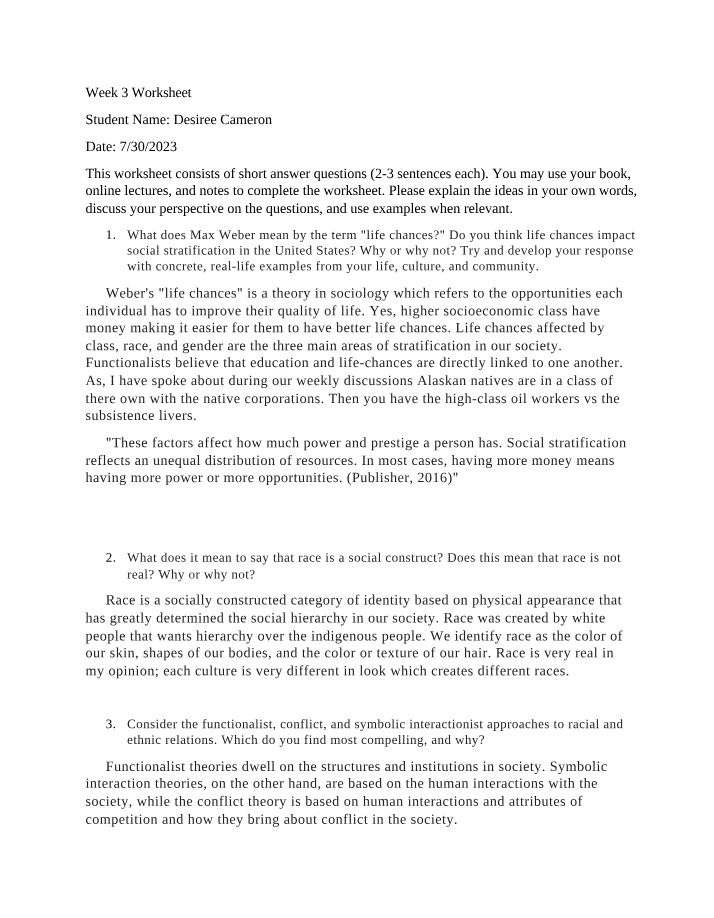 Worksheet for Week 3