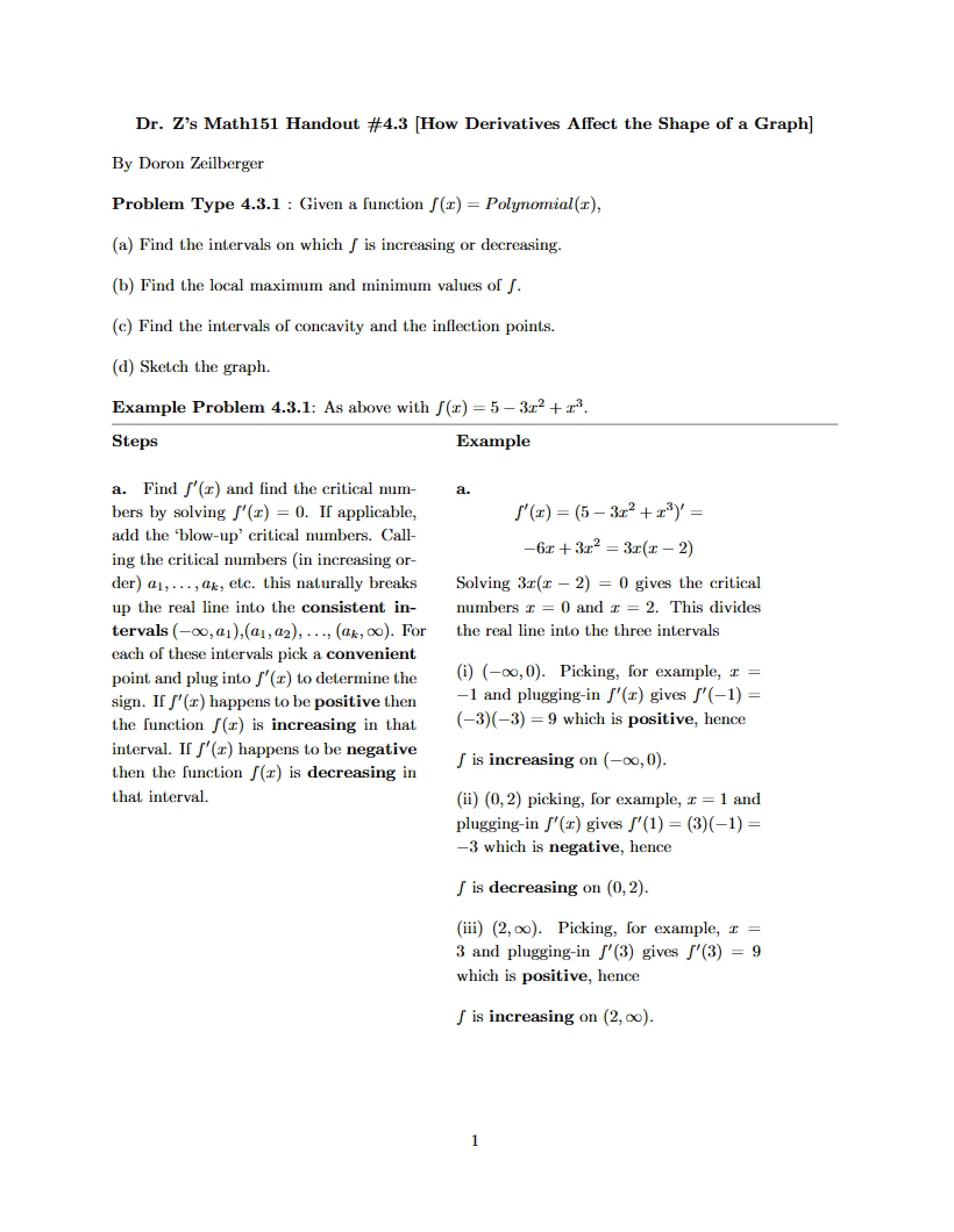 Calculus I Lecture Notes