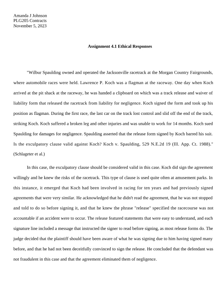 Assignment 4.1 Ethical Responses Summary