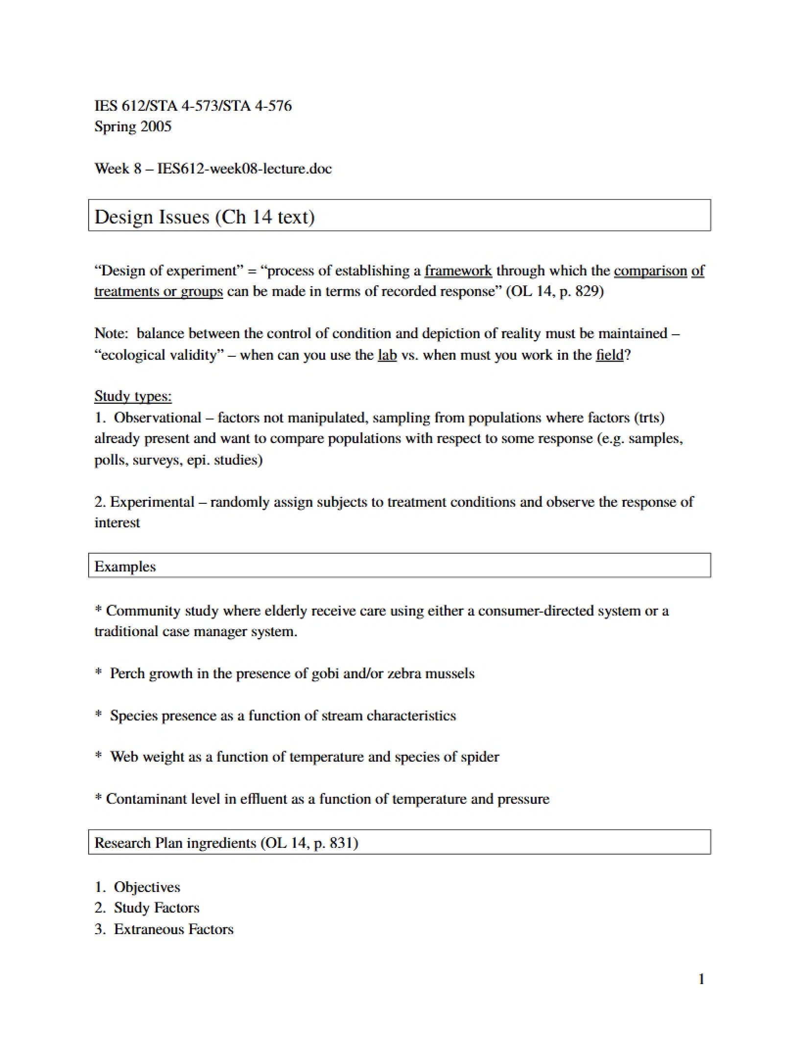Lecture Notes Environmental Analysis
