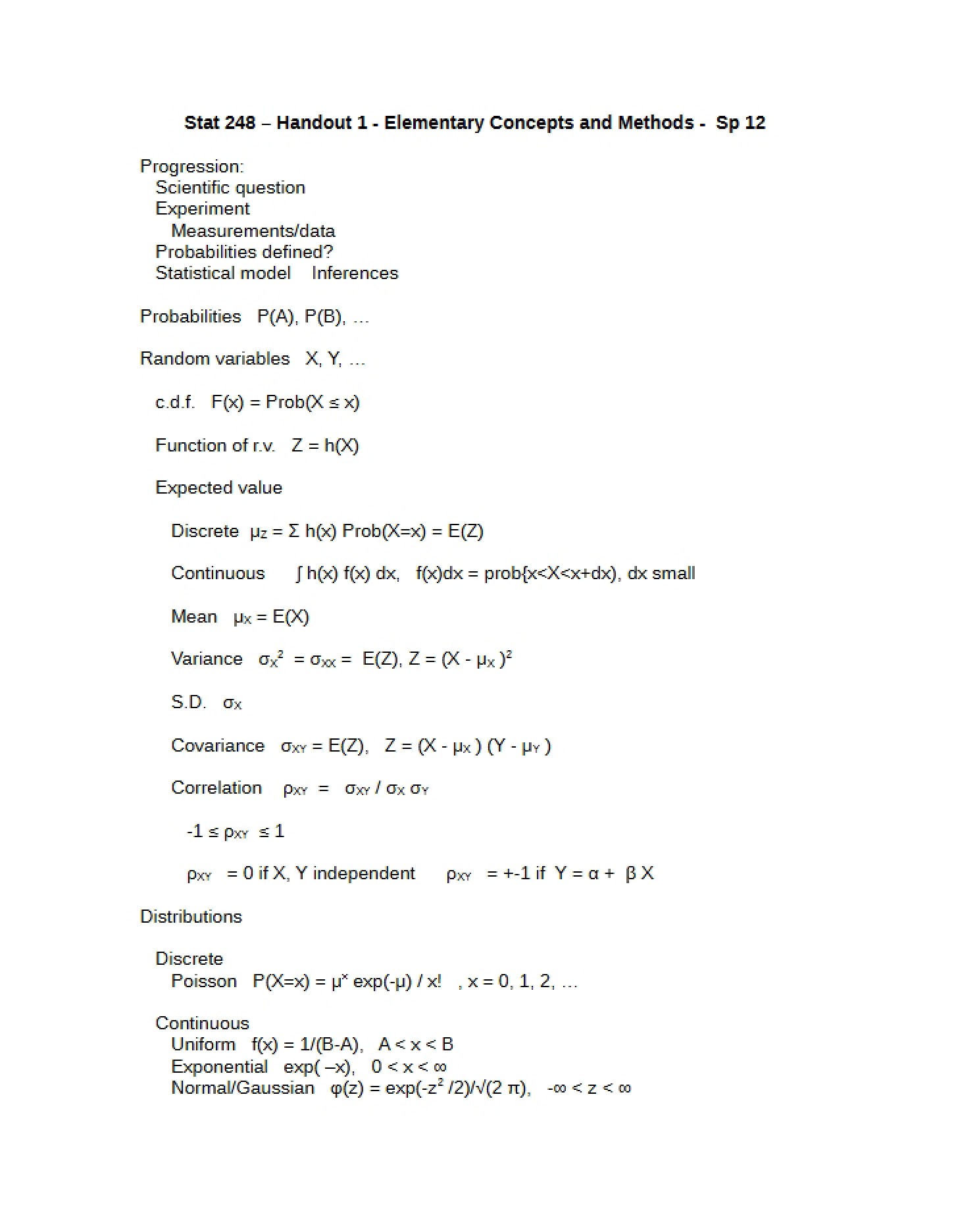 Elementary Concepts and Methods