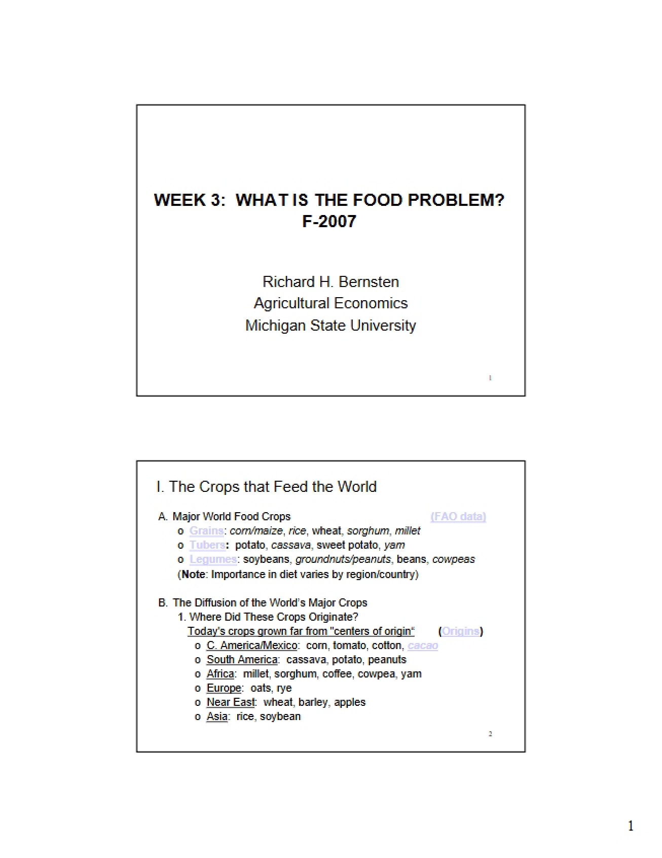 Food Problem Week 03-07