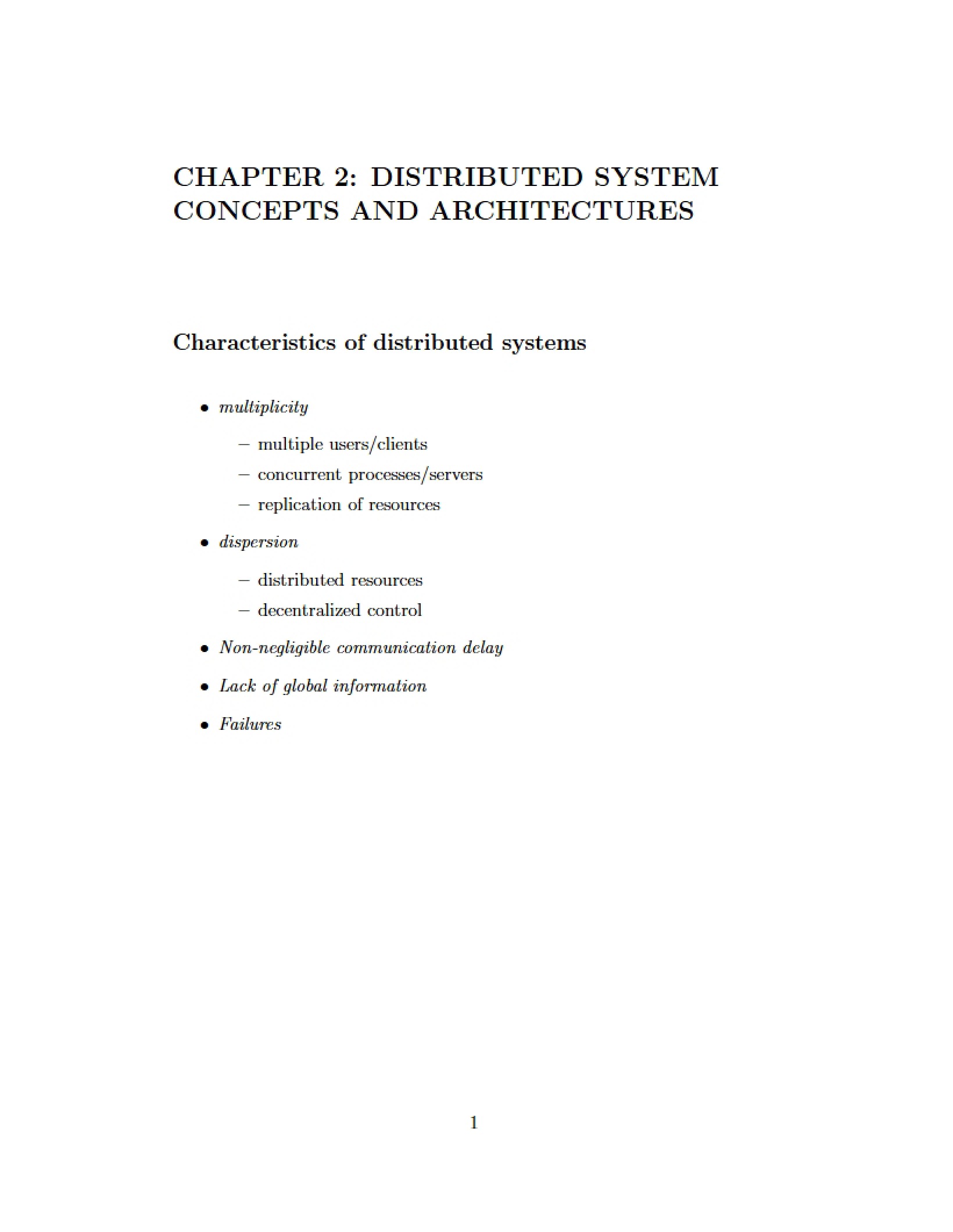 Architectures and Concepts of Distributed Systems