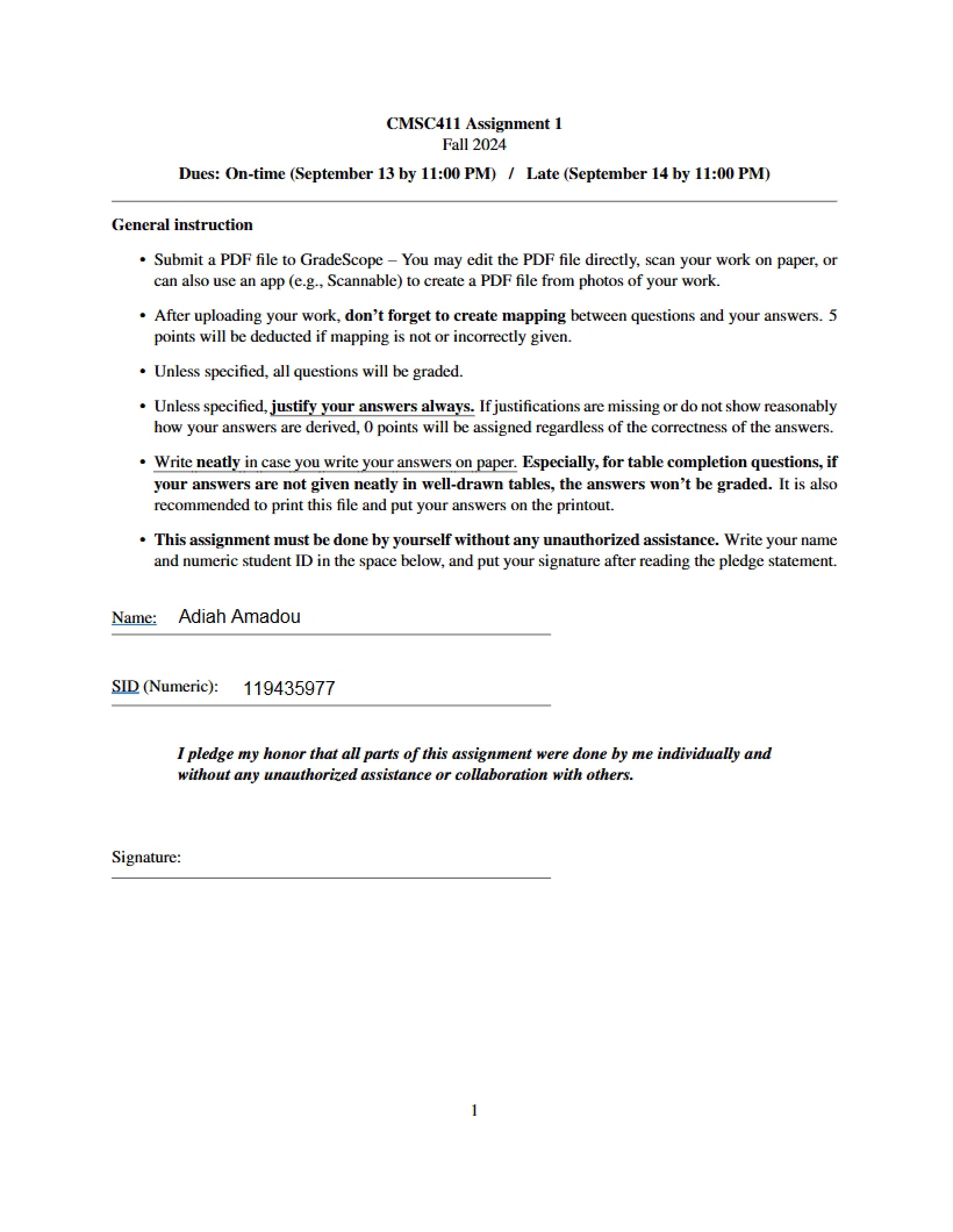 First Assignment