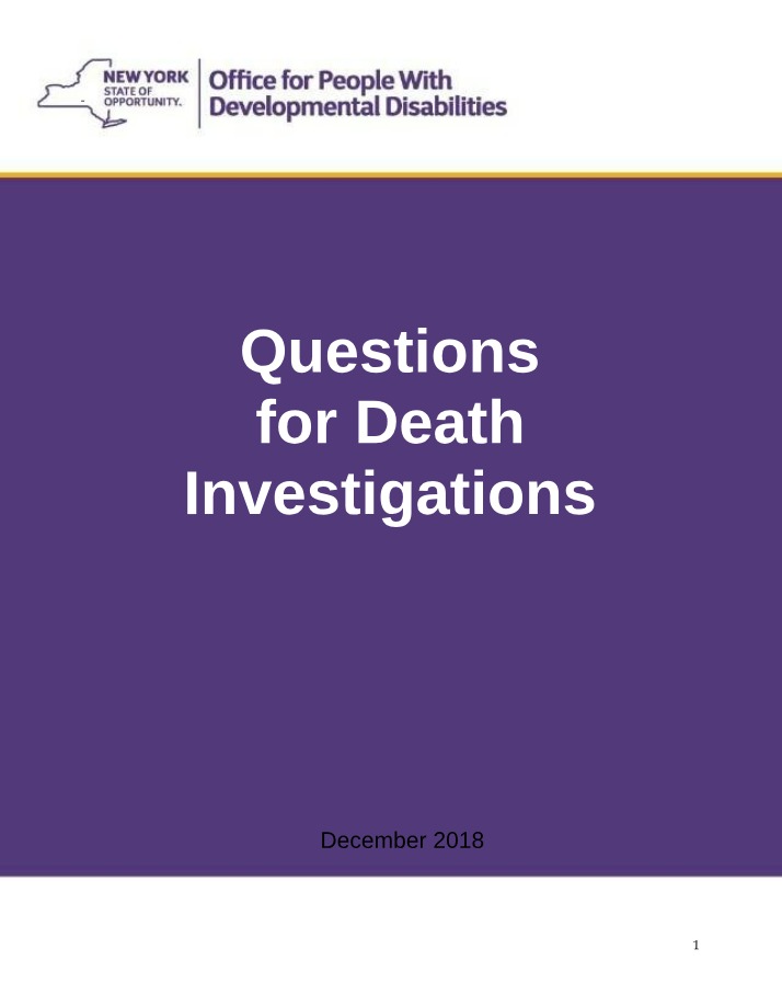 Questions for Death Investigations - Care, Diagnoses, and Dental