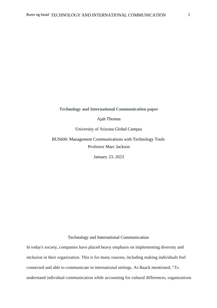 International Communication and Technology Paper