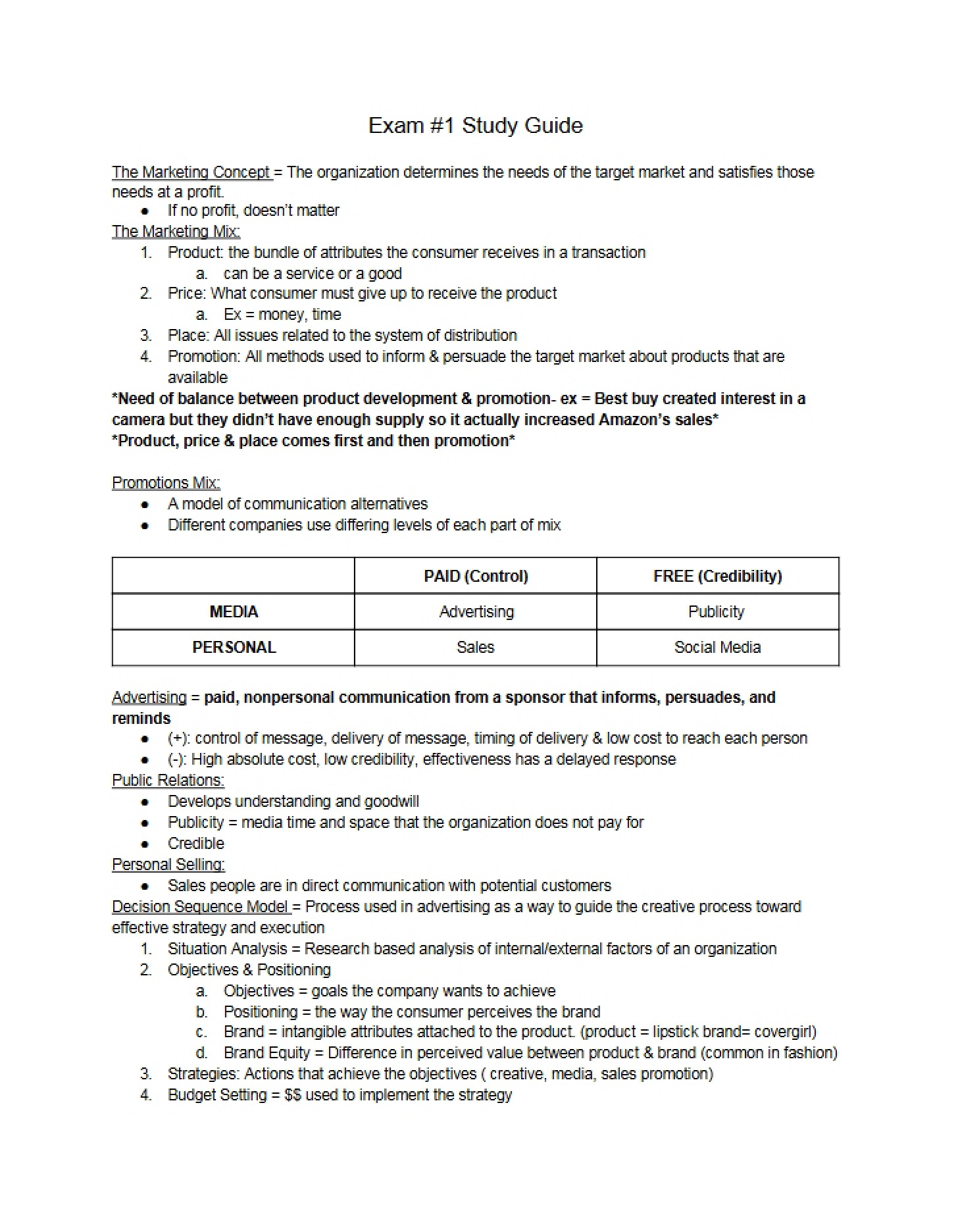 First Test Prep Document