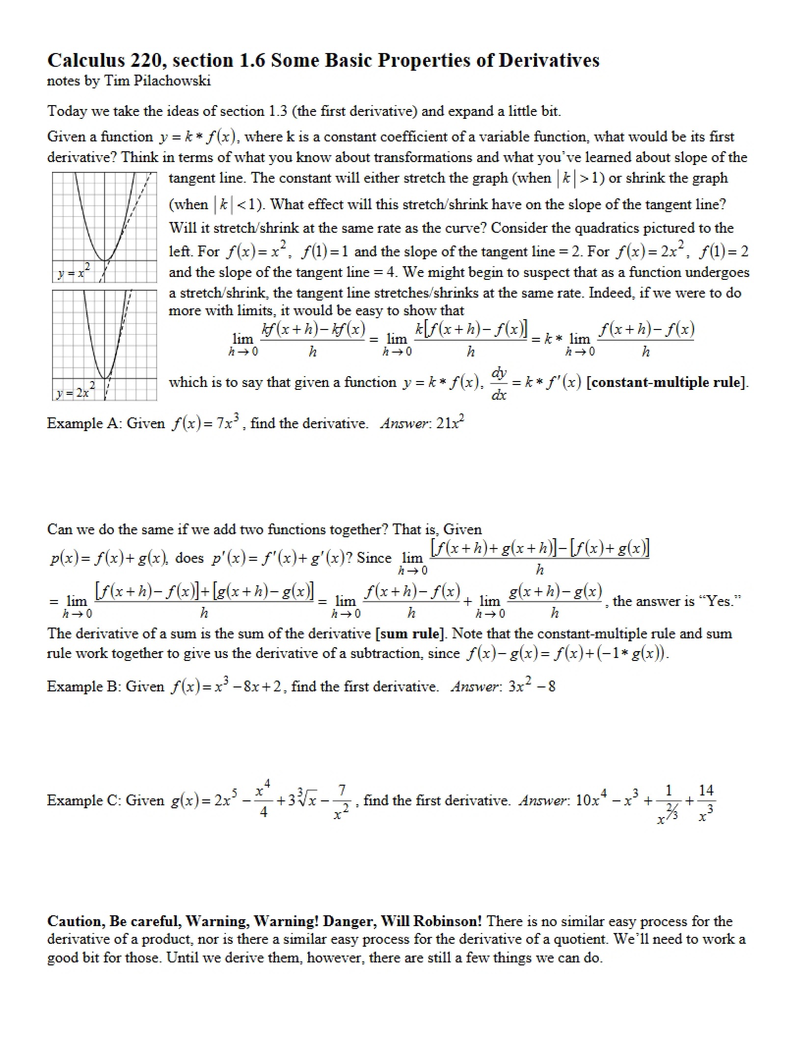 Basic Derivative Properties