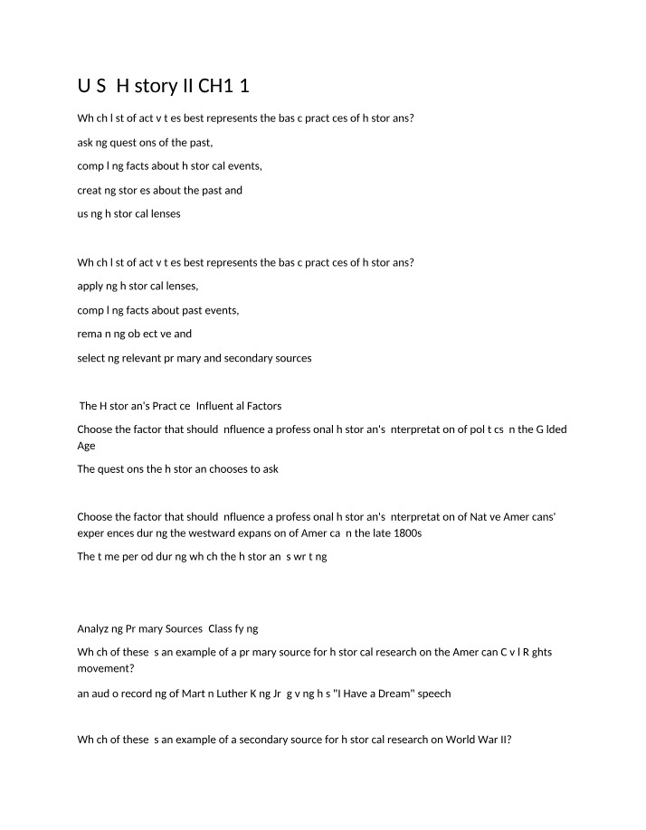 U.S. History II, Chapter 1.1