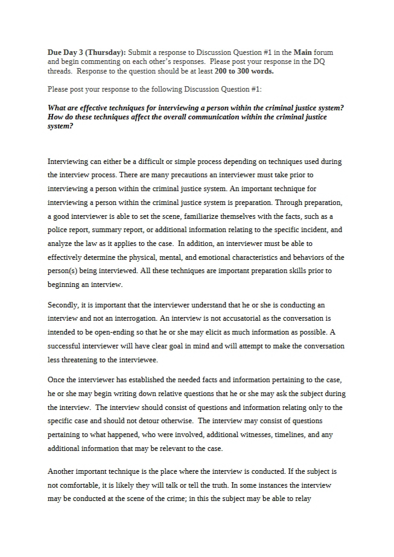 Effective Interviewing Techniques in the Criminal Justice System