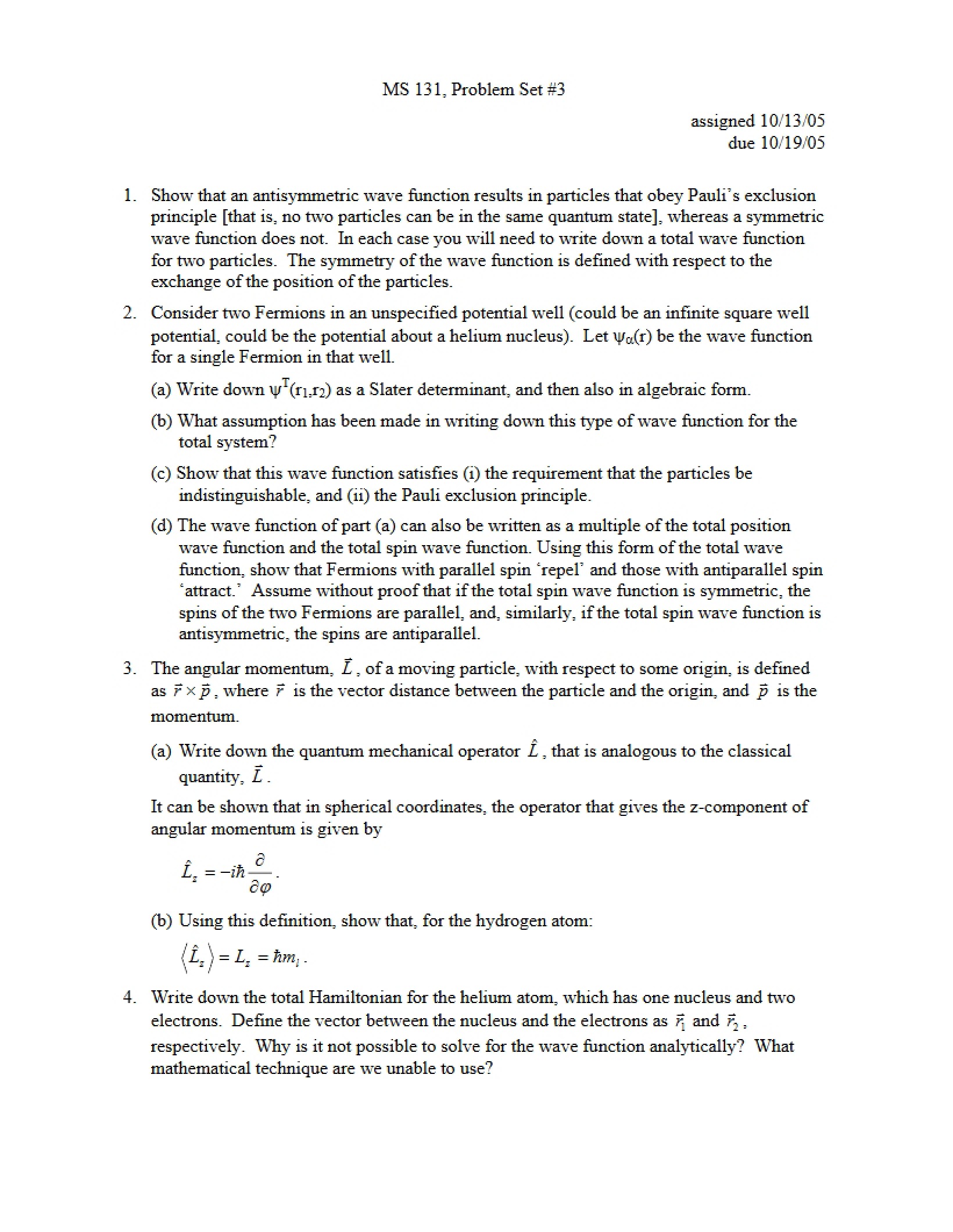 Third Problem Set