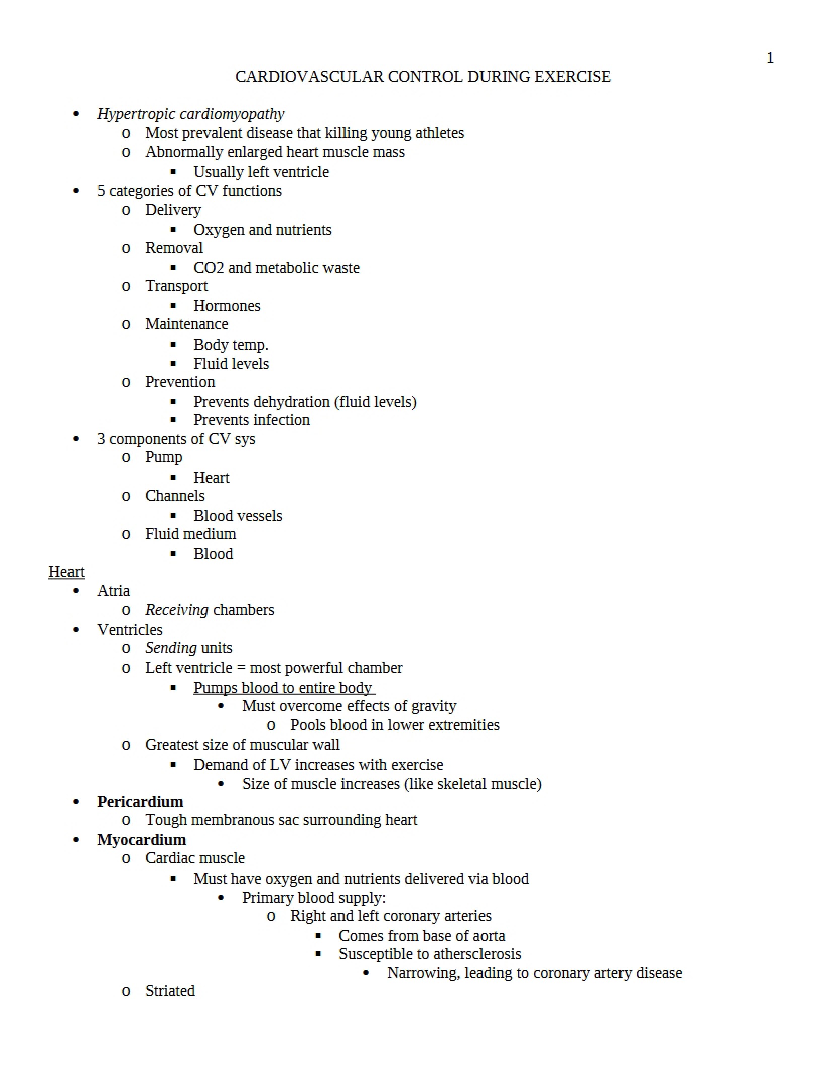 Exercise and Cardiovascular Control