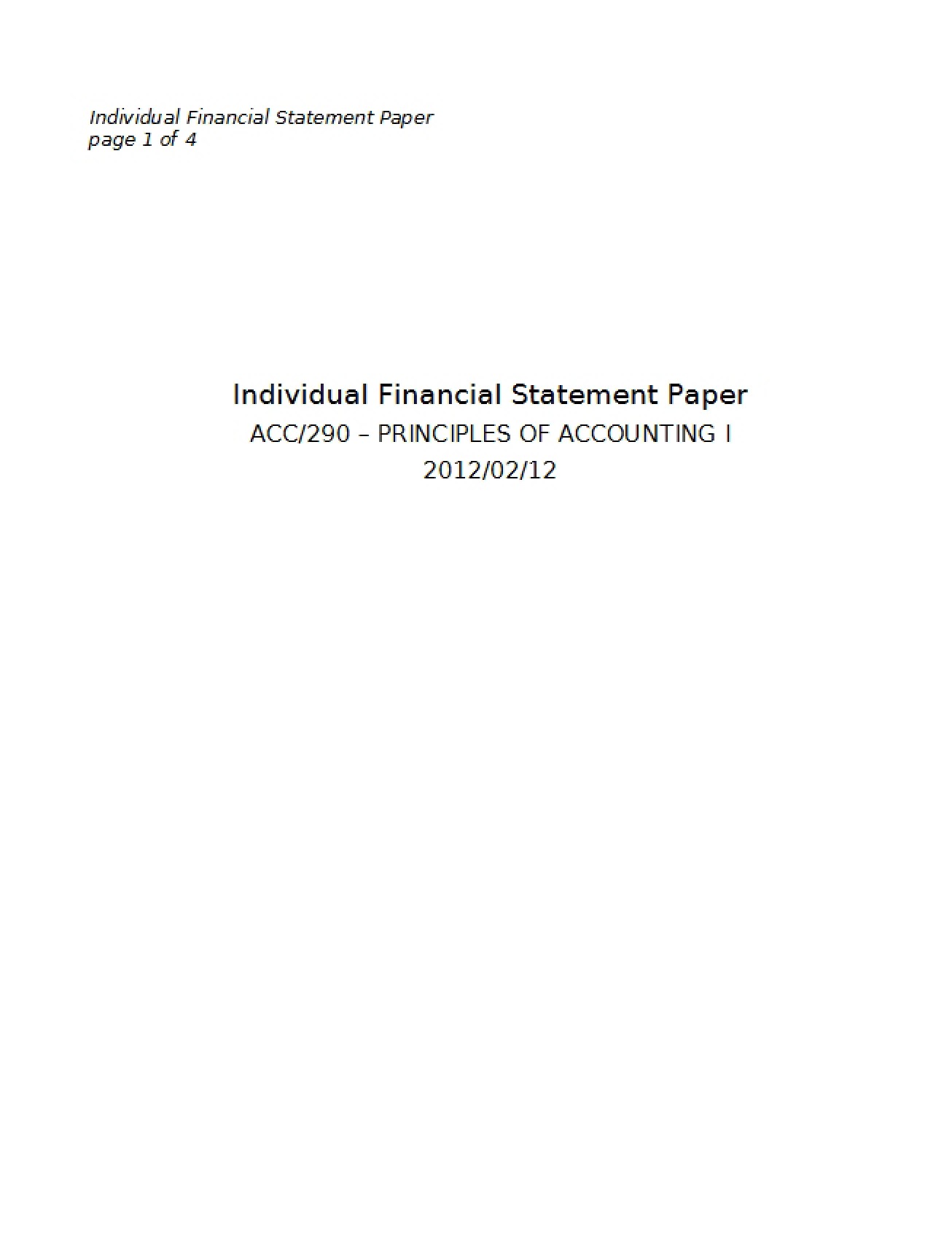 Individual Financial Statement Paper
