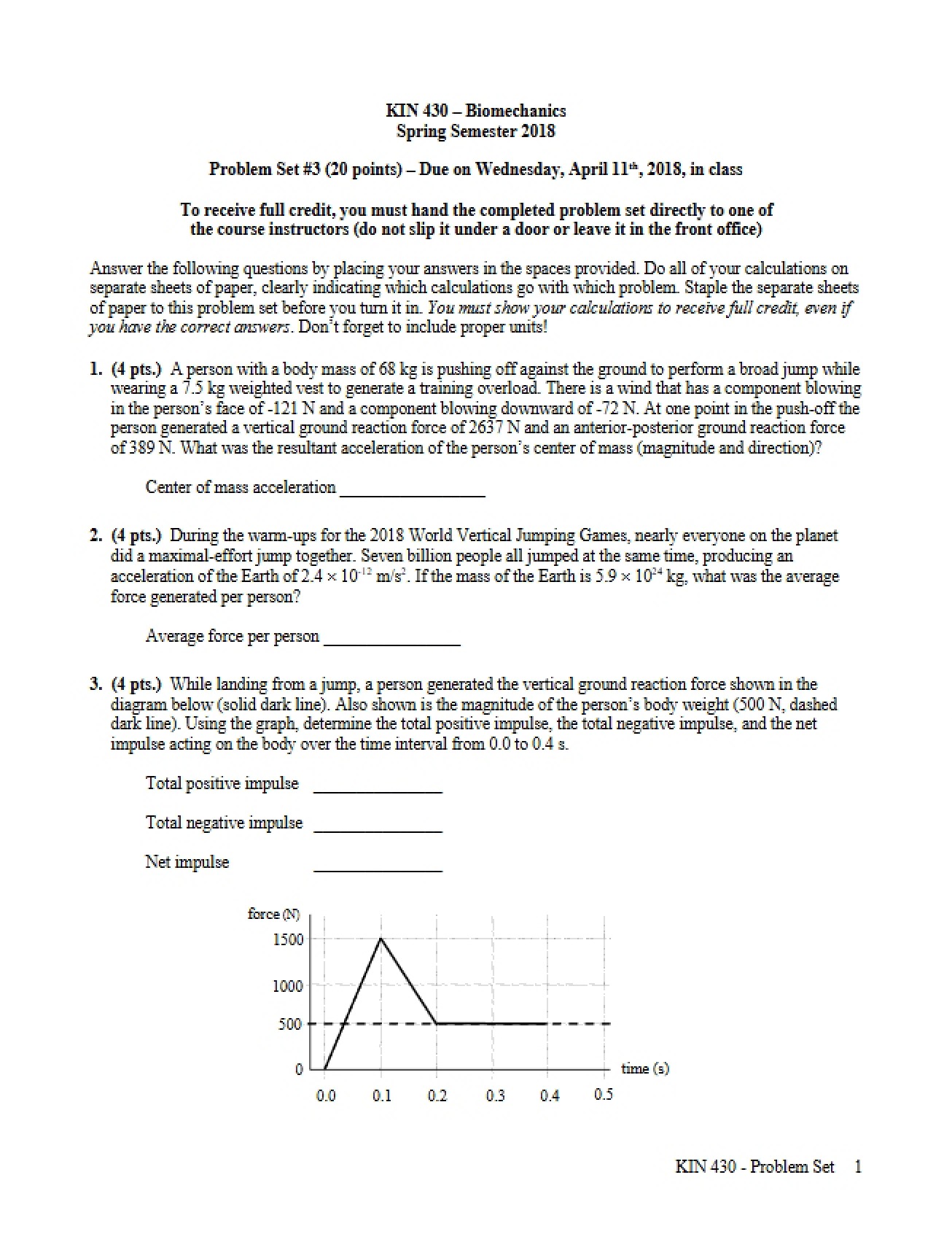 Third Problem Set (Spring 2018)