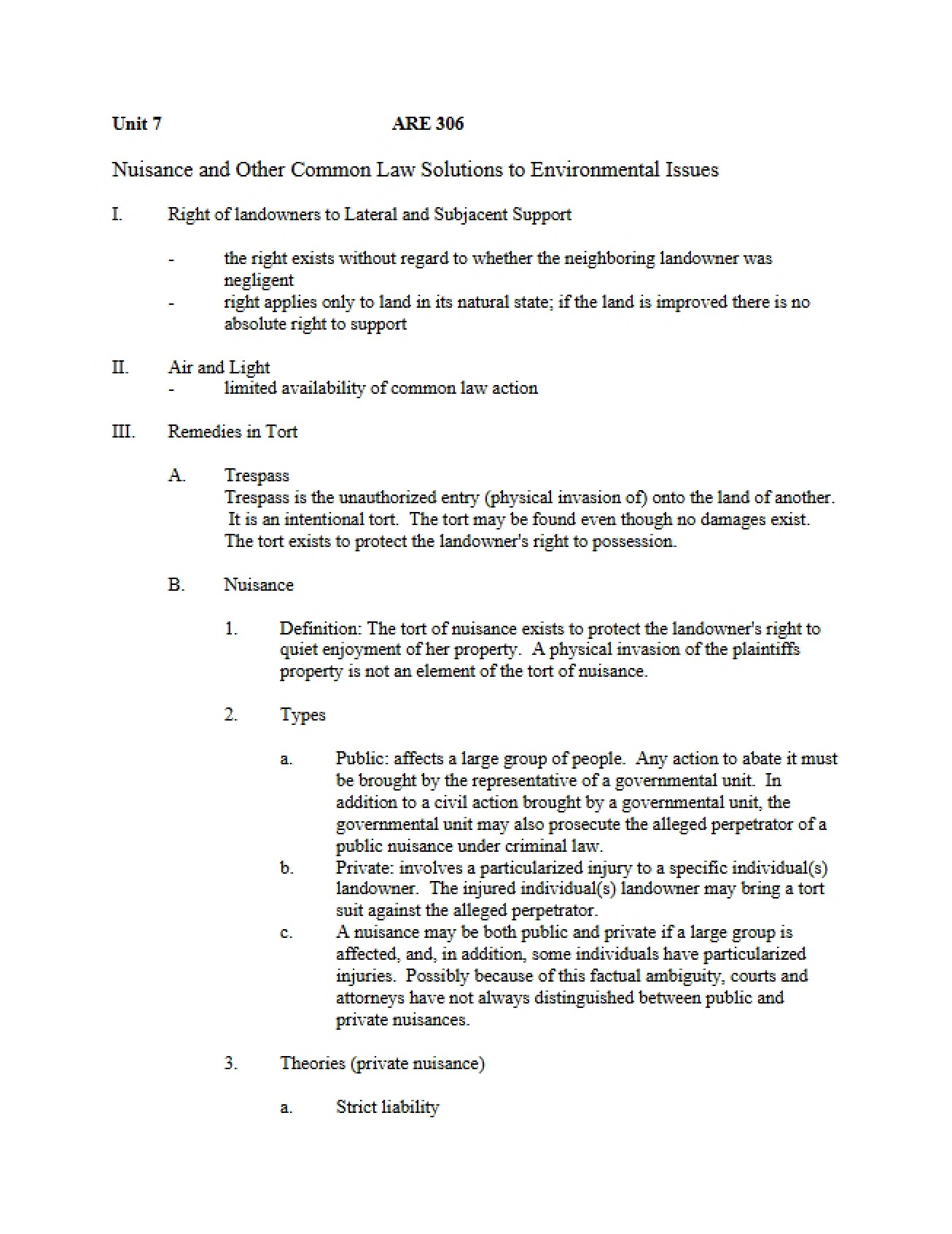 Environmental Solutions via Common Law and Nuisance