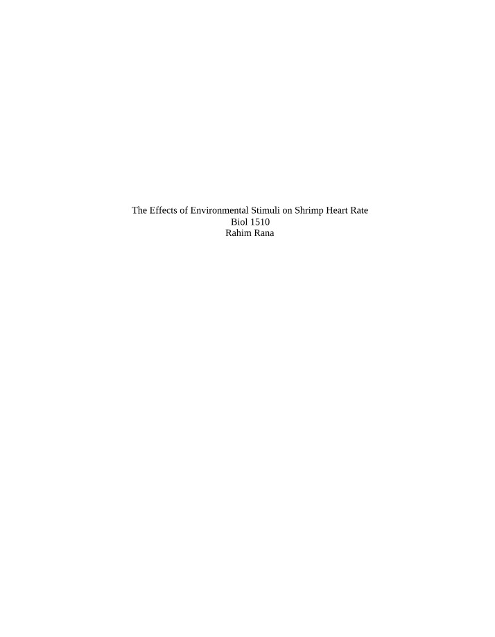 Effects of Environmental Stimuli on Shrimp Heart Rate