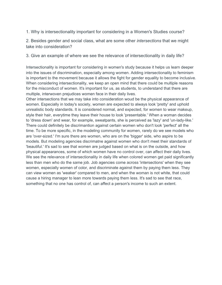 Why Intersectionality Matters in Women's Studies