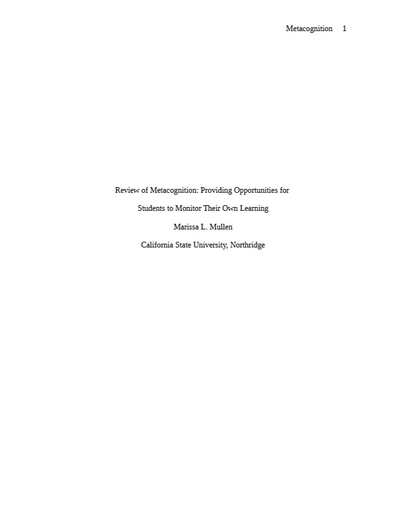 Metacognition Analysis