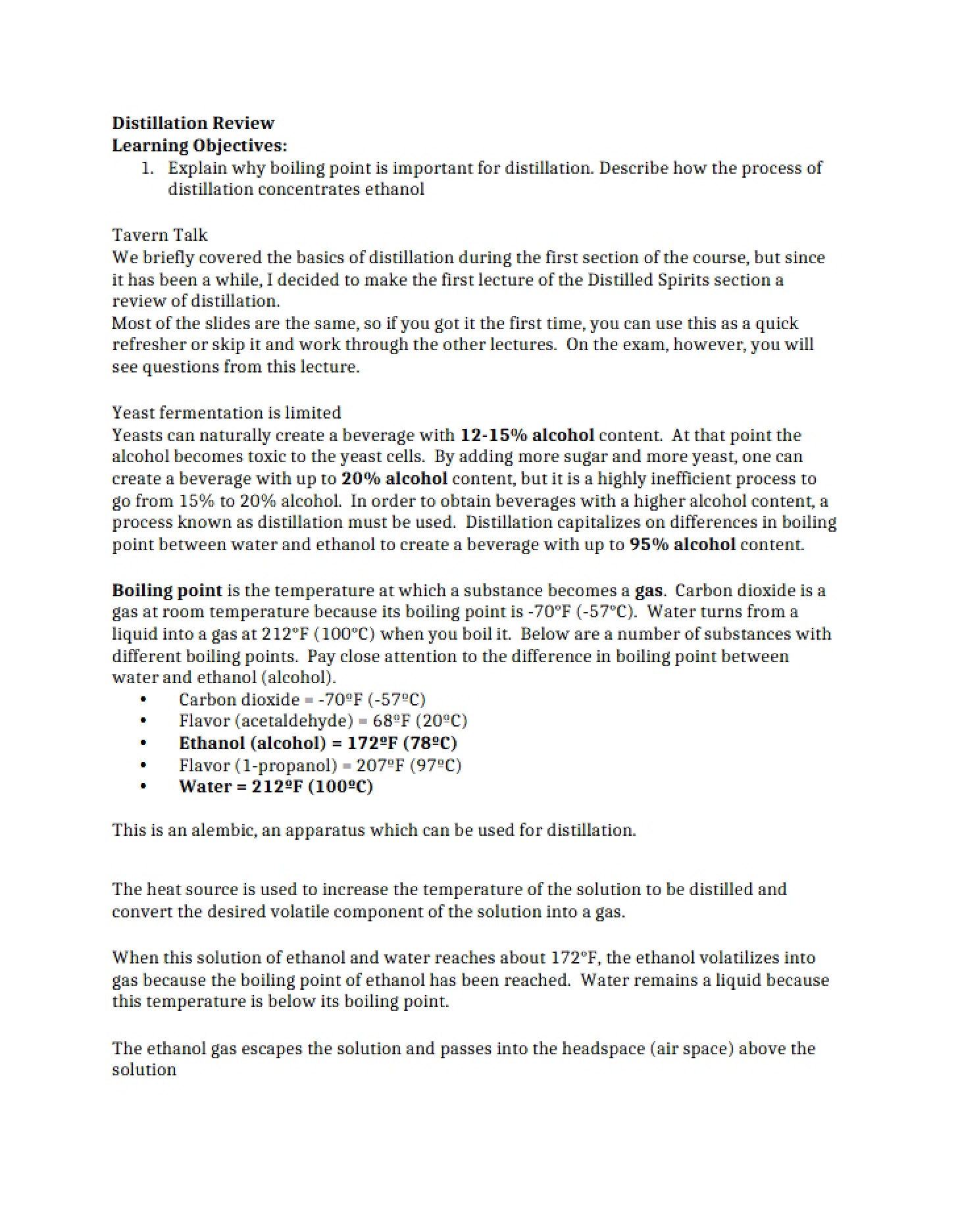 Review of Distillation Processes