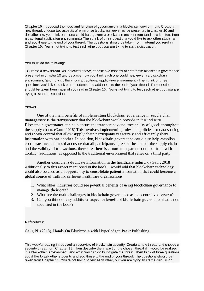 Blockchain Governance - Transparency and Consensus