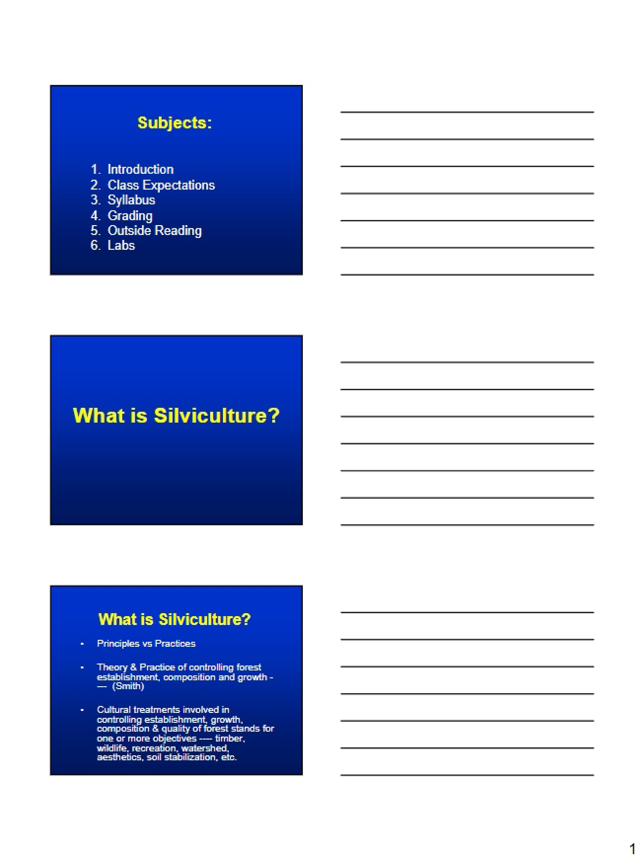 Notes Silviculture Lecture One