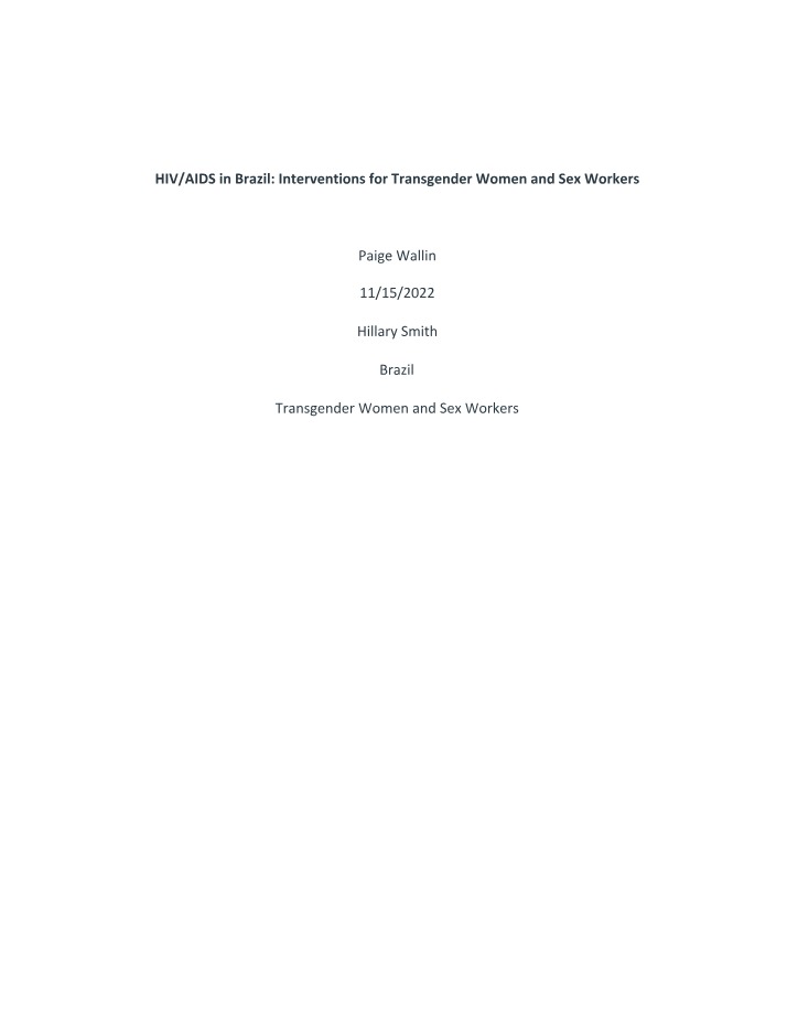 Brazil HIV-AIDS Interventions for Transgender Women and Sex Workers