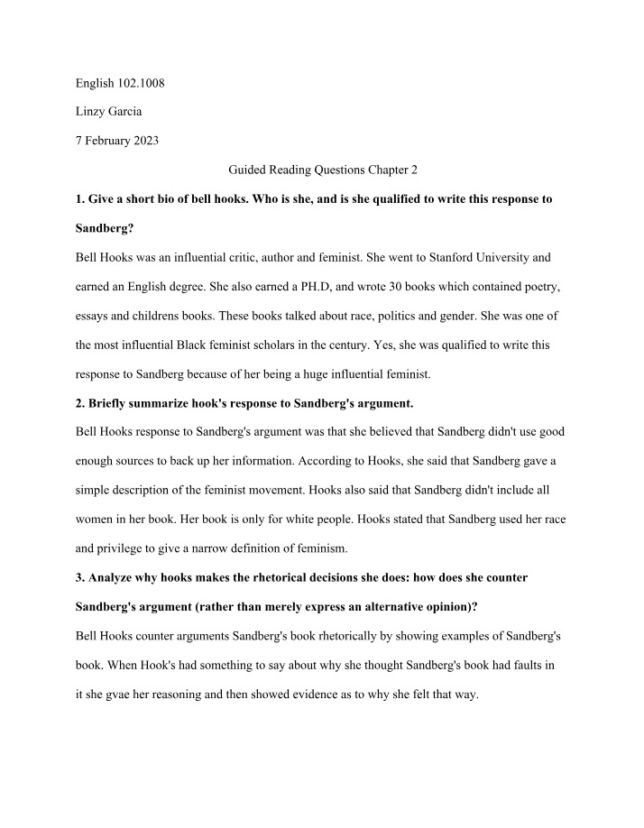 Examining bell hooks' Response to Sandberg's Argument