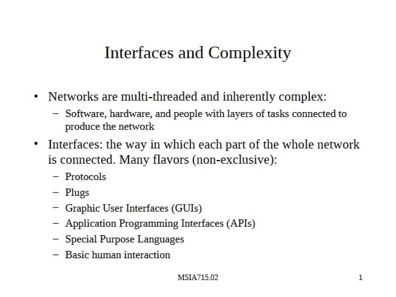 Complexity and Component Interfaces