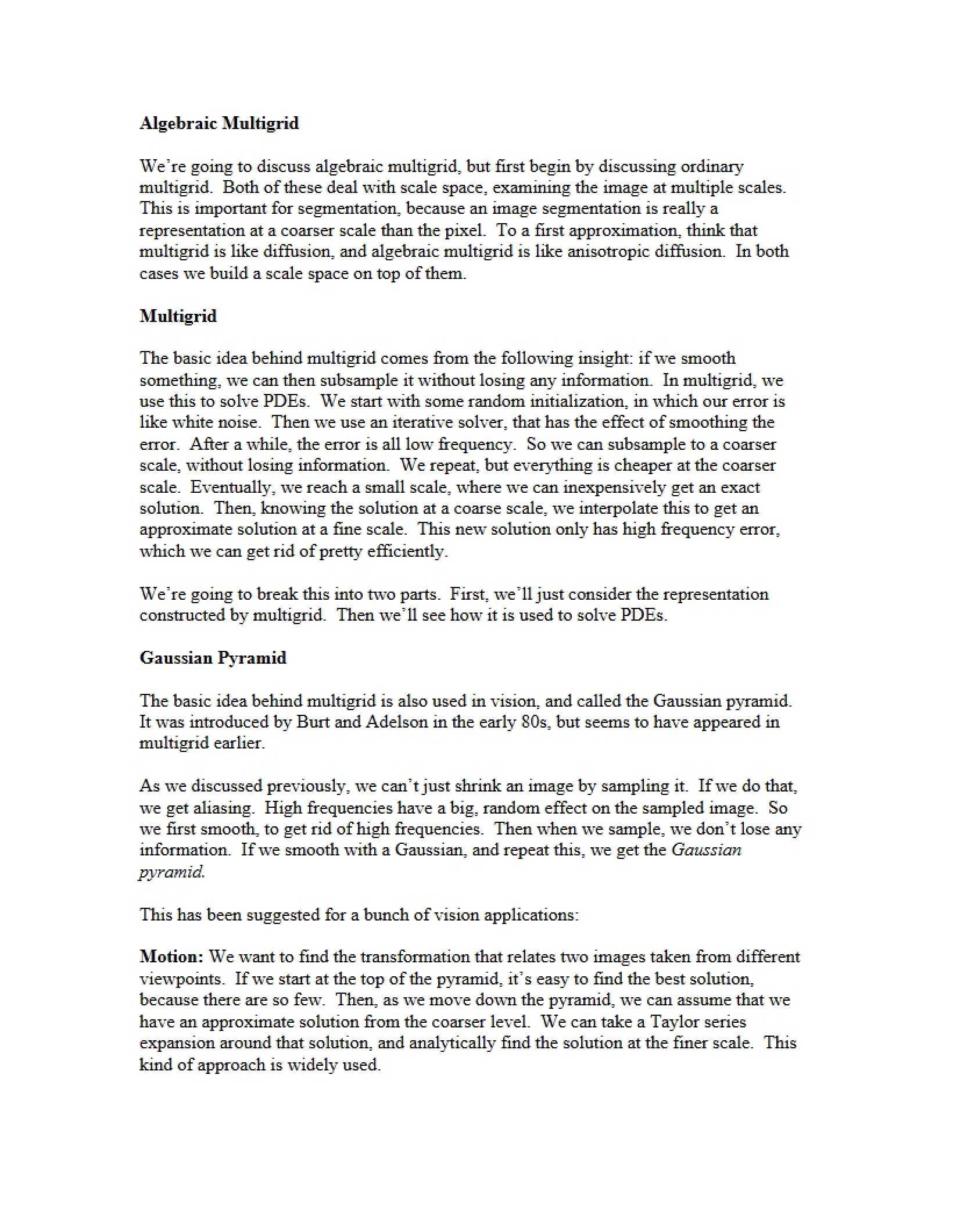 Multigrid Algebraic