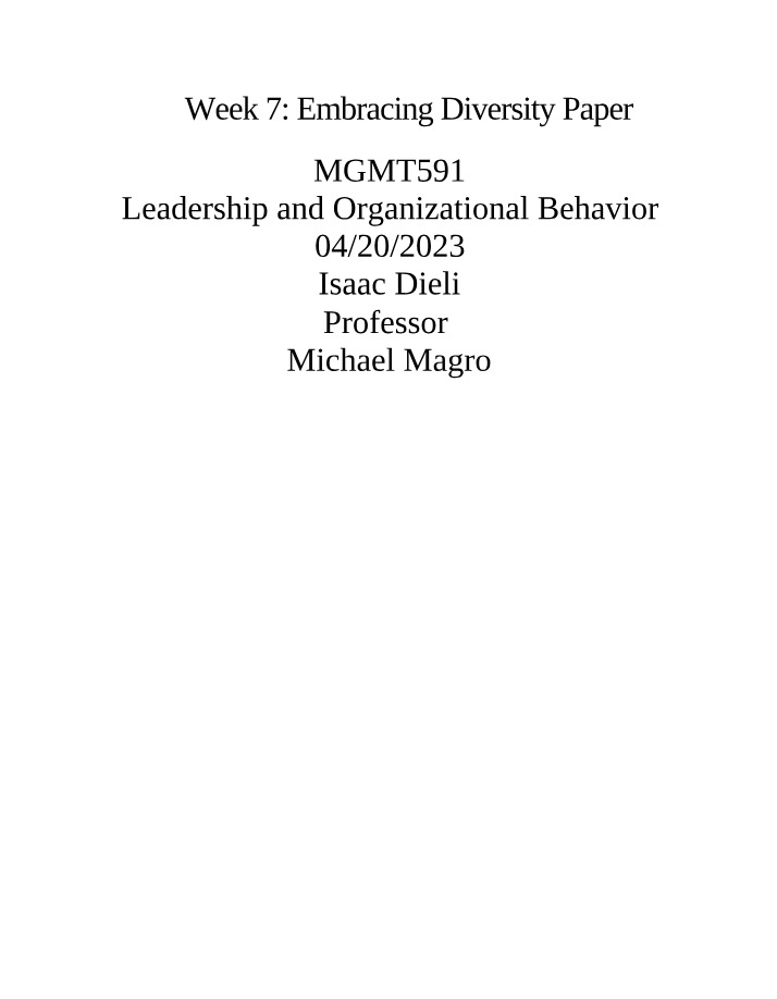 Paper on Embracing Diversity