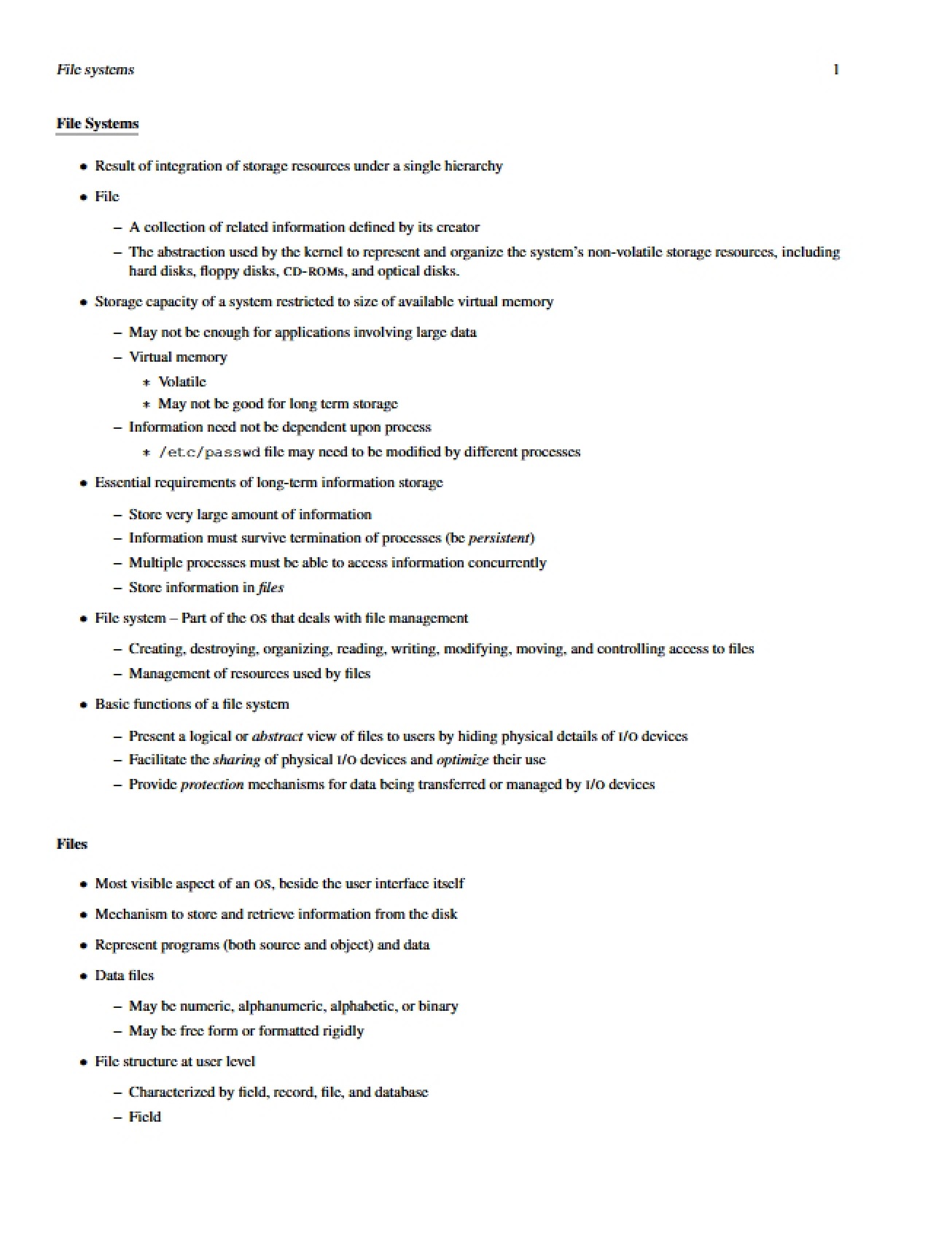 Systems for Files