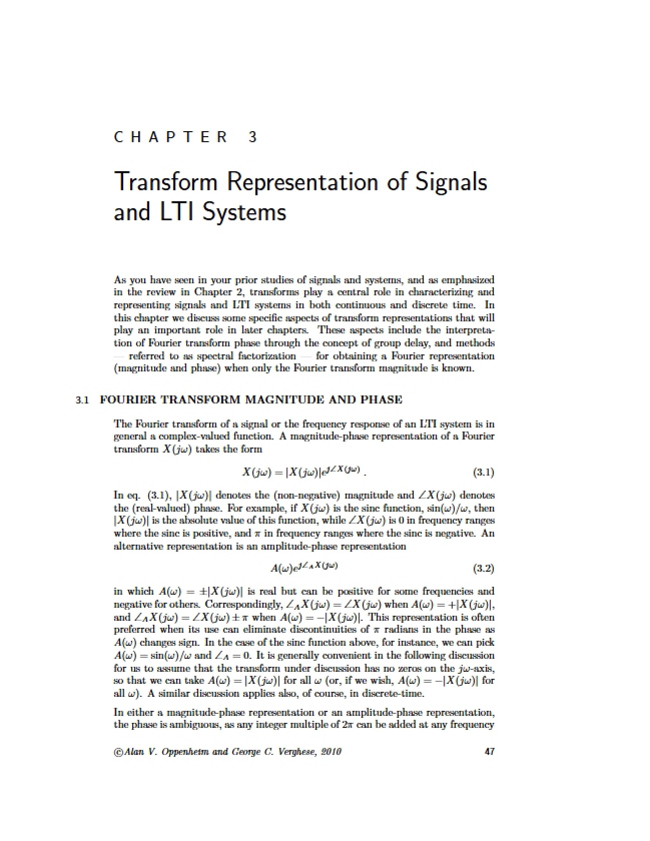 LTI Systems and Signal Transform Representation