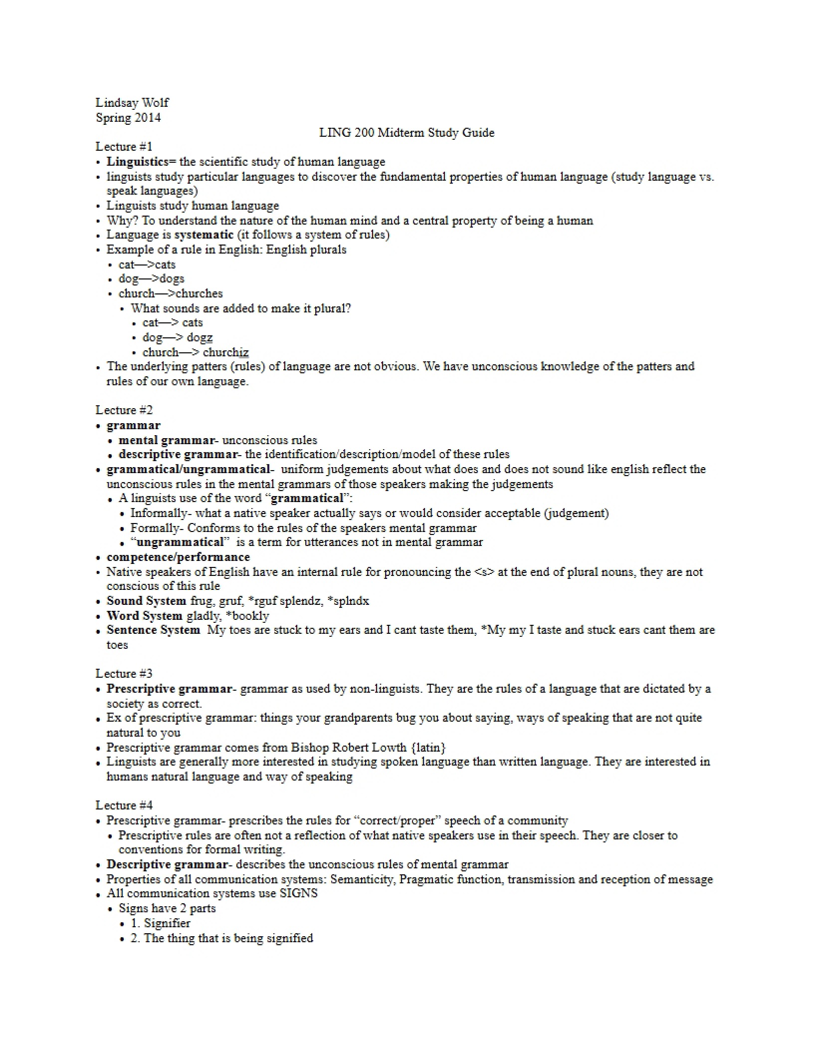 Guide for Midterm Study